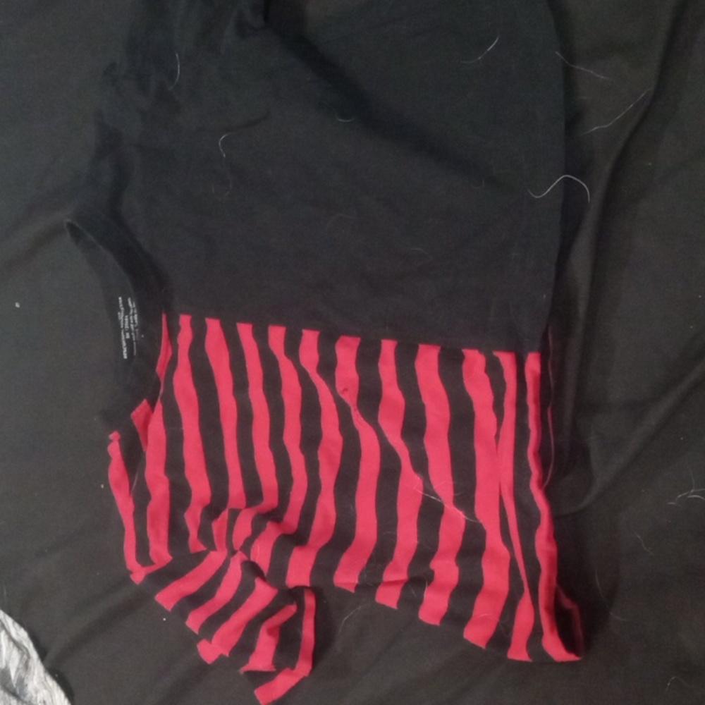 Small Half Black Half Striped Tee